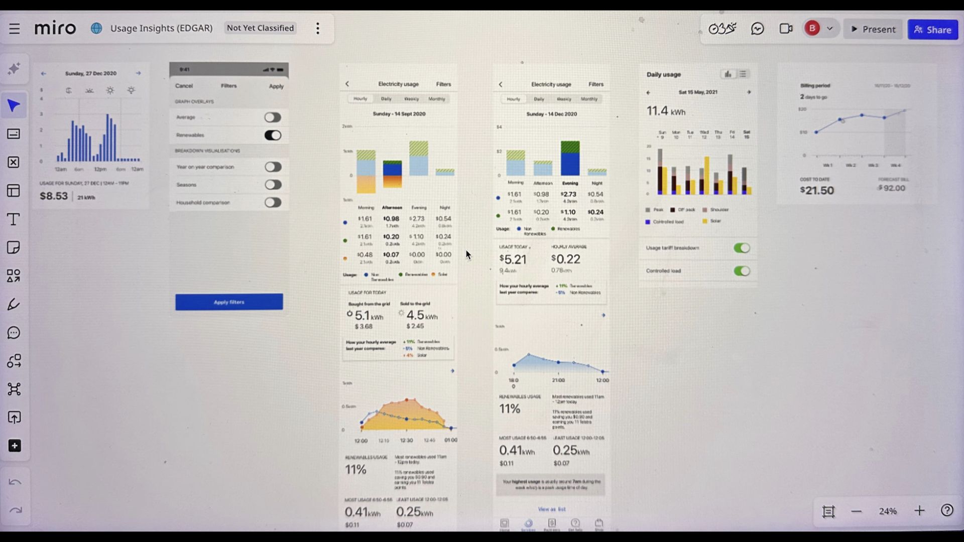 Exploring ways to present energy usage within the app.